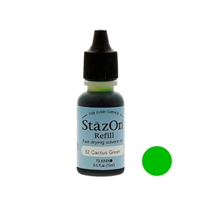 Image of Tsukineko StazOn Ink Refill .5oz Cactus Green SZR 052