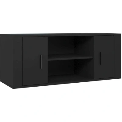 Image of vidaXL TV Cabinet Black 100x35x40 cm Engineered Wood