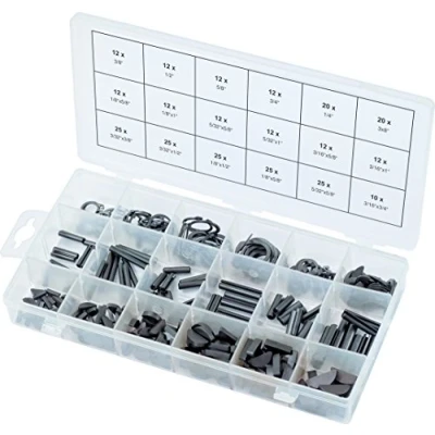 Image of KS Tools 970.0520 Roll pins/Seeger rings/ feather keys/E Ring circlips assortment, 1/8&quot;x5/8&quot; 3/16&quot;x 1&quot;, 295 pcs