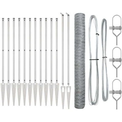 Image of vidaXL Fencing Set of 2 Galvanised steel 25 x 1.2 m Durable