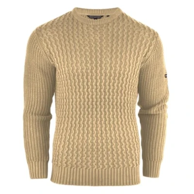 Image of Crosshatch Mens Cotton Cable Knit Jumper Pullover Winter Sweater 100% Stone L