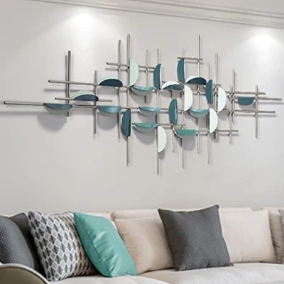Image of Ainydie 3D Luxury Home Decor Metal Wall Art, Creative Modern Large Handmade Decor, Hanging Artwork Sculptures for Study Living Room Bedroom,A