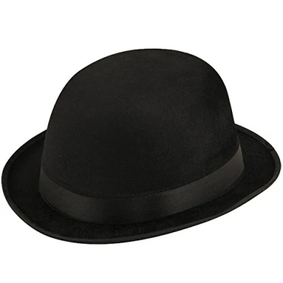 Image of Charlie Chaplin Unisex Black Velour Bowler Hat Fancy Dress Accessory