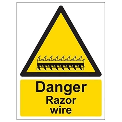 Image of V Safety Danger Razor Wire Warning Sign 150mm x 200mm 2mm Rigid Plastic