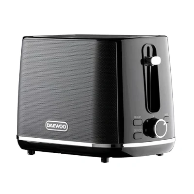 Image of Daewoo Stirling Collection, 2 Slice Toaster, Easy Cleaning, Safety Features, Cord Storage, High Lift Lever, Browning Controls, Defrost, Reheat, Cancel Functions, Part Of A Black
