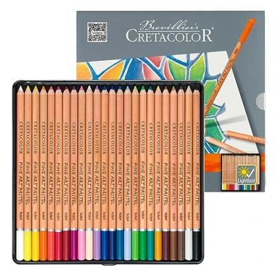 Image of Cretacolor 24 Fine Art Pastel Pencils Lightfast Set in Tin Box