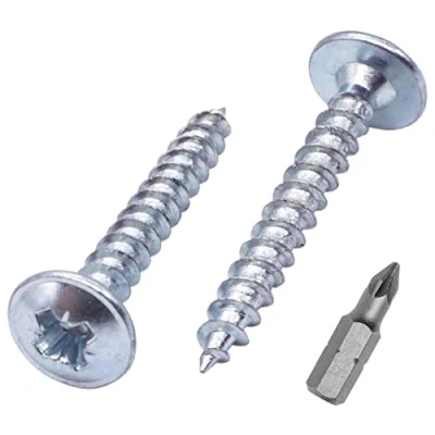 Image of SKIR&#039;CO (200 pcs) Zinc Plated Steel 3.5 x 25 mm Silver Wood Screws, Metal Wafer Head, Pozidriv, Self Tapping