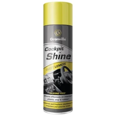 Image of Granville Cockpit Shine Matt Lemon 500ml Non Silicone Car Interior Cleaner &amp; Polish Anti Static Dashboard Protector with Fresh Citrus Scent For Plastic, Rubber, Wood, Leather