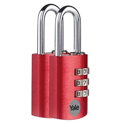 Image of Yale YE3CB/28/126/2/CO Aluminium Combination 28 mm pk2 red Effect