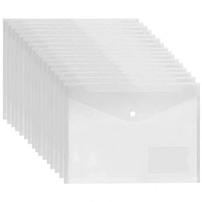 Image of Clear Plastic Wallets A4 30 Pack Folders Document Files Popper with Pocket
