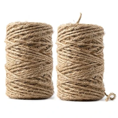Image of Pack of 2 Natural Brown String Rolls Household Kitchen Garden Applications Art Craft Projects Wall Hanging Floristry Cord Jute Twine Rope 60M per Roll