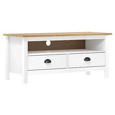 Image of vidaXL TV Cabinet Hill White 110x40x47 cm Solid Pine Wood