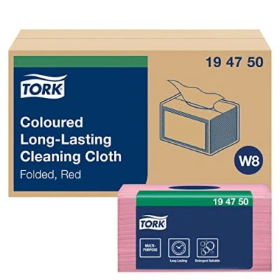 Image of Tork D8233 Colour Coded Specialist Cloth, 300mm x 380mm, Red, Pack of 8