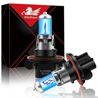 Image of WinPower H13 9008 P26.4t Halogen Headlight Bulbs 100W/90W 5000k Warm White High/Low Beam Lamp 12V Auto Car Fog light Bulb, 2 Pieces