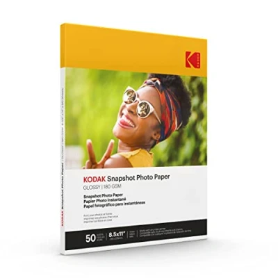 Image of KODAK Photo Paper Gloss 8.5 X 11 SNAPSHOT 50 count, 48lb 180 g/m 2 8.5MIL (41301)