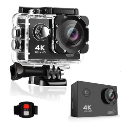 Image of BSLVWG 4K Action Camera 20MP WiFi 30M Waterproof Sports Underwater for Vlog with Ultra HD 170Wide Angle 2.4G Remote Control Anti Shake 2.0&#039;&#039; LCD Screen Accessories Kit