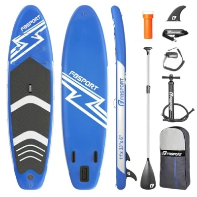 Image of FBSPORT Inflatable Stand Up Paddle Boards,SUP Board,6&quot; Thick Boarding,Paddling Board for Youth &amp; Adult,Surfboard,SUP with Adjustable Paddle/Backpack/Pump/Removable Fin (Blue)