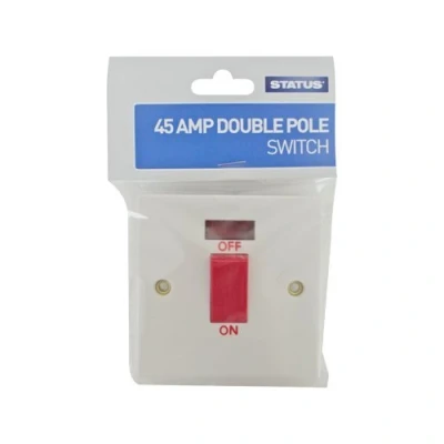 Image of STATUS Light Switch 45A 1 Gang Single White Plastic with Indicator S1G45ADPSB5