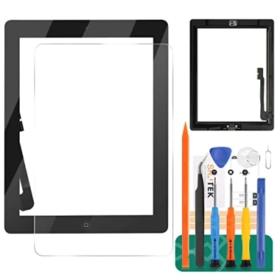 Image of For iPad 3 Touch Screen Digitizer Glass Replacement,For 3rd Gen A1416 A1403 A1430 Display Panel Repair Parts Kit,with Tempered Glass+Tools+Home Button(Not include LCD) (Black)