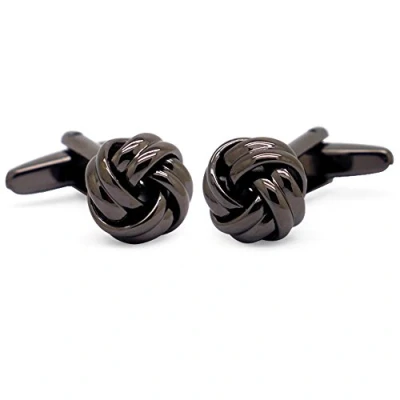 Image of HONEY BEAR Knot Cufflinks for Men&#039;s Shirt Wedding Business Black