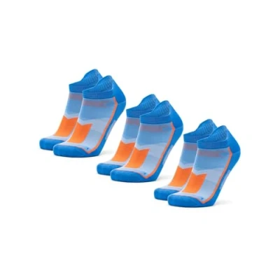 Image of DANISH ENDURANCE Ankle Running Socks, Trainer Anti Blister, for Sports, Men &amp; Women, Unisex, 3 Pack, Blue/Orange, 9 12