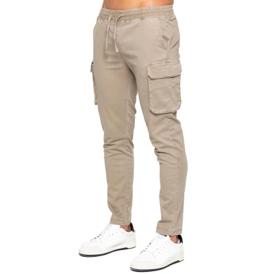 Image of 989Zé ENZO Mens Cargo Jeans Elasticated Trousers Casual Cotton Regular Fit Combat Pants EZ612 Trouser Beige S