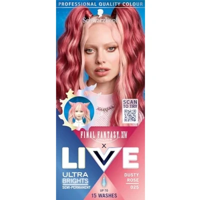 Image of Schwarzkopf LIVE Ultra Brights or Pastels Dusty Rose 025 Shade, Semi Permanent Hair Dye, FINAL FANTASY™ XIV Online x Live, Vibrant Dye Kit Lasts Up to 15 Washes