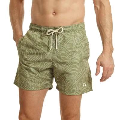 Image of RIPT Men&#039;s Performance Essentials Quick Dry UV 50 Sun Protection Swim Shorts Trunks, Khaki Leaf Print, XXL