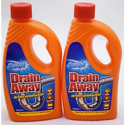 Image of 2 x Bottles New Duzzit Drain Away Unblocker Liquid Formula 500ML Sink Bath Shower