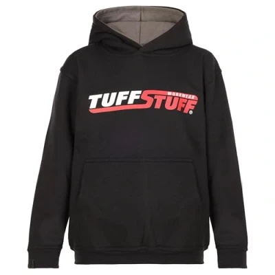 Image of TuffStuff Junior Hendon Hoodie Logo Cosy &amp; Comfortable Hooded Pullover Unisex Kids Black