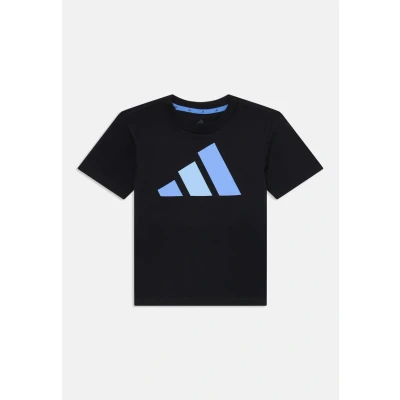 Image of adidas Performance Essentials Junior Unisex Print Tshirt for kids, Size: 11 12y, Black/blue fusion/glow blue