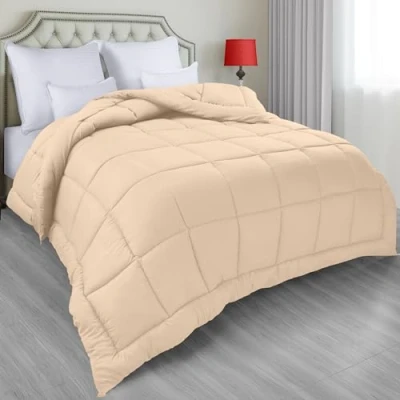 Image of Utopia Bedding All Season Down Alternative Quilted Comforter Polyester Duvet Insert with Corner Tabs Machine Washable Bed Comforter, Beige, King, UB2179