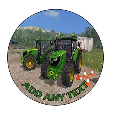 Image of Farming Simulator Round Circle Cake Edible Icing or Wafer Topper 7.5 inch Personalised (Wafer)