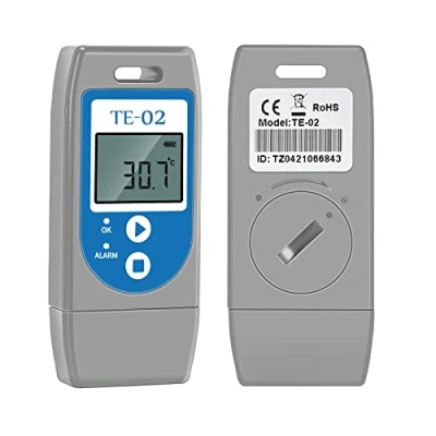 Image of ThermElc TE 02 PDF Temperature Data Logger, with LED Indicator Lights, File includes MKT, Alert, Graph, recorder for Shipping sensitive Products