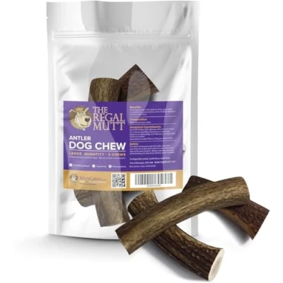 Image of The Regal Mutt Antler Dog Chew Large Pack of 3
