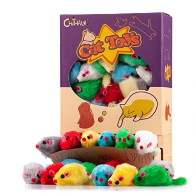 Image of CHIWAVA 36PCS 4.1&#039;&#039; Furry Cat Toy Mice Rattle Small Mouse Kitten Interactive Play Assorted Color
