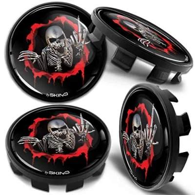 Image of Biomar Labs 4 x 68mm Wheel Centre Alloy Hub Center Caps Compatible with BMW 36136783536 Hubcaps Skull CB 20