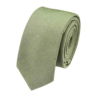 Image of DB Dickie Bow Men&#039;s Luxury Cotton Blend Skinny Neck Tie (Green) suitable for formalwear, office, weddings, parties, grooms &amp; groomsmen outfits