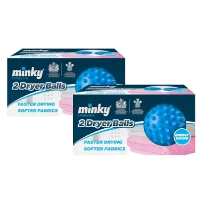 Image of Minky Dryer Balls, Pack of 2 Blue Laundry Balls for Tumble Dryer, Reusable Quick Drying Time, Eco Friendly Softener (Pack 4)