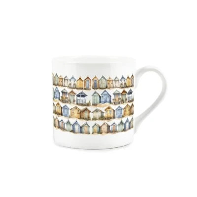 Image of Beach Huts Mug Seaside Coastal Themed Gift Present Bone China Tea/Coffee Cup