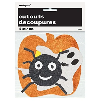 Image of Unique Party 62540 Glitter Paper Halloween Decorations, Assorted Pack of 6