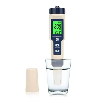 Image of Hakeeta Water Testing Detector, 5 in 1 Function Quality Meter, PH TDS EC Tester with Backlight, Waterproof, For Aquaculture, Drinking Water, Swimming Pool, Aquarium