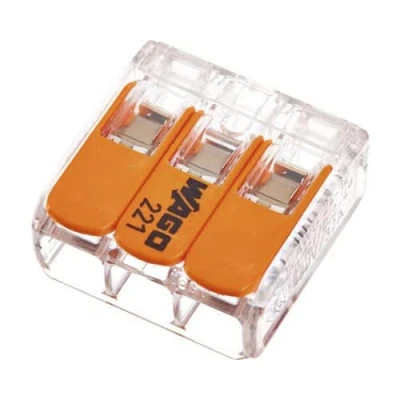 Image of 30 Pieces Wago 221 413 Connection Terminal 3 Wires with Lever 0,2 4 qmm Small Design, Transparent
