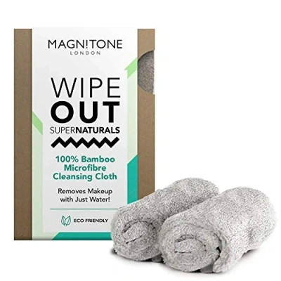 Image of Magnitone London WipeOut Extraordinary 100% Bamboo MicroFibe Super Natural Cleansing Cloth, Grey 40cm x 17cm each Pack of 2