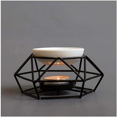 Image of ANNIUP Aromatic Oil Burner，Geometric Ceramic Essential Candle Holder Wax Melt Burner Warmer Melter fragrance Home Office Decoration for Bedroom Living Room Gifts 01