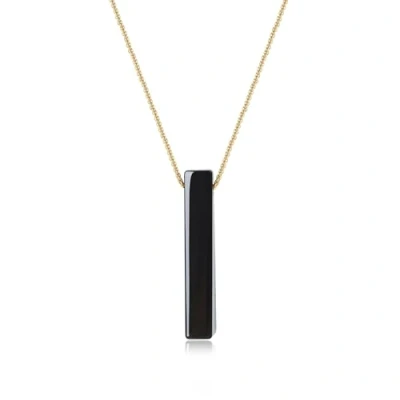 Image of COAI Simple Bar Necklace Crystal for Women Men, Black Obsidian Long 80cm