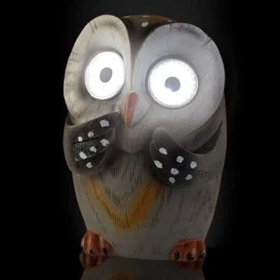 Image of Bloomingtons Direct Solar Lights Outdoor Garden Owl with Light Up Eyes Wireless Automatic Ornament 6 8 Hours Output