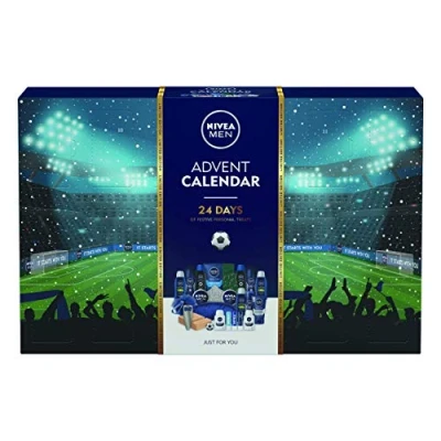 Image of NIVEA Mens Advent Giftset, Calendar 2020 for MEN with 24 Products, Christmas Grooming Kit, Football Themed Gift Set Men&#039;s Toiletries