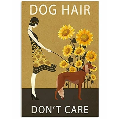 Image of TNND Sunflower Vintage Dog Hair Saluki Art Indooration Gift Metal Sign Tin Poster 8x12 inch