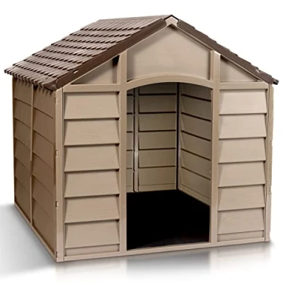 Image of Starplast Large Dog Kennel: 1 Outdoor Plastic Pet House, Weather &amp; Water Resistant, Easy to Assemble, 33.8 x 33.1 32.3 Inches, 2 Color Options 50 701